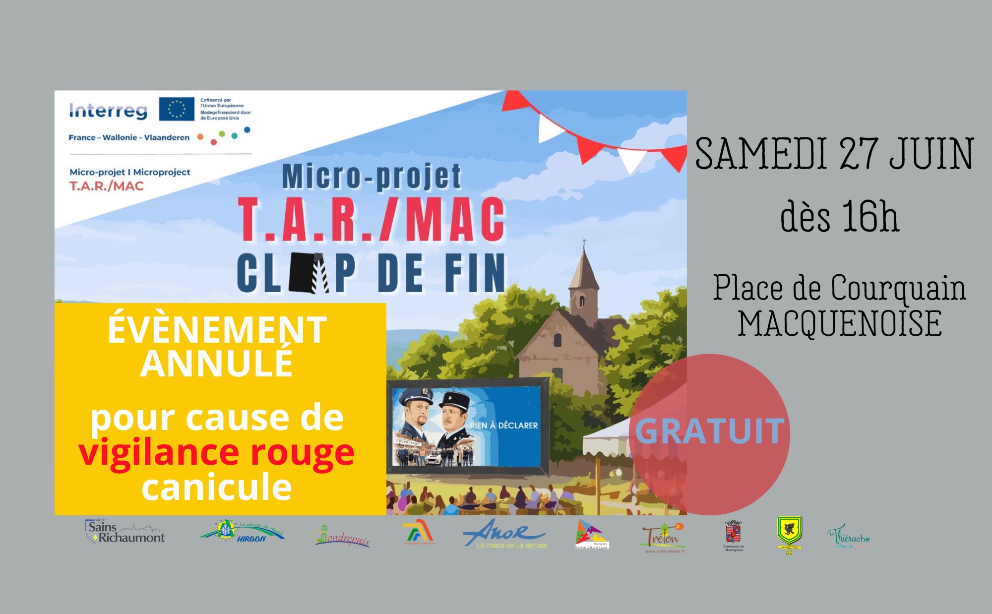 ÉVÈNEMENT DE CLÔTURE T.A.R/MAC ANNULÉ